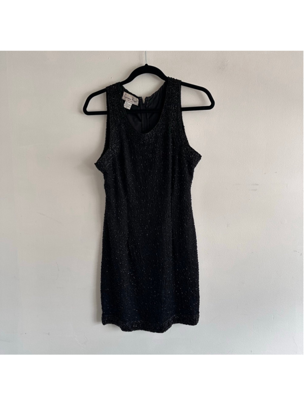 Lawrence Kazar New York Black Beaded Mini Dress PM